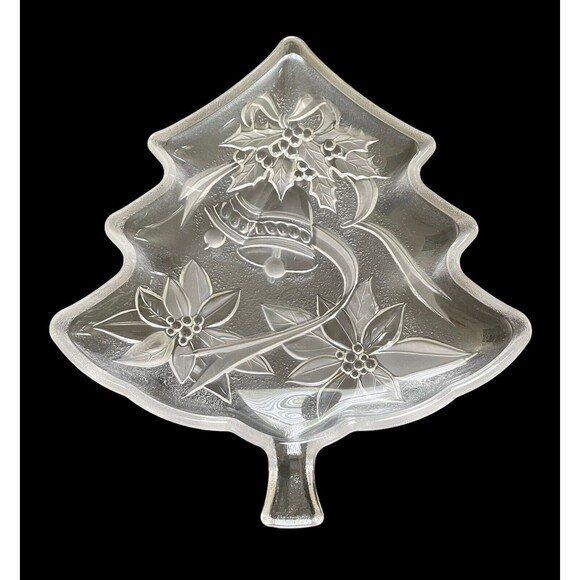 Set‎ Of 2 Mikasa Savoir Vivre Festive Bouquet 7.5” Christmas Tree Glass Dish NIB - Picture 4 of 6